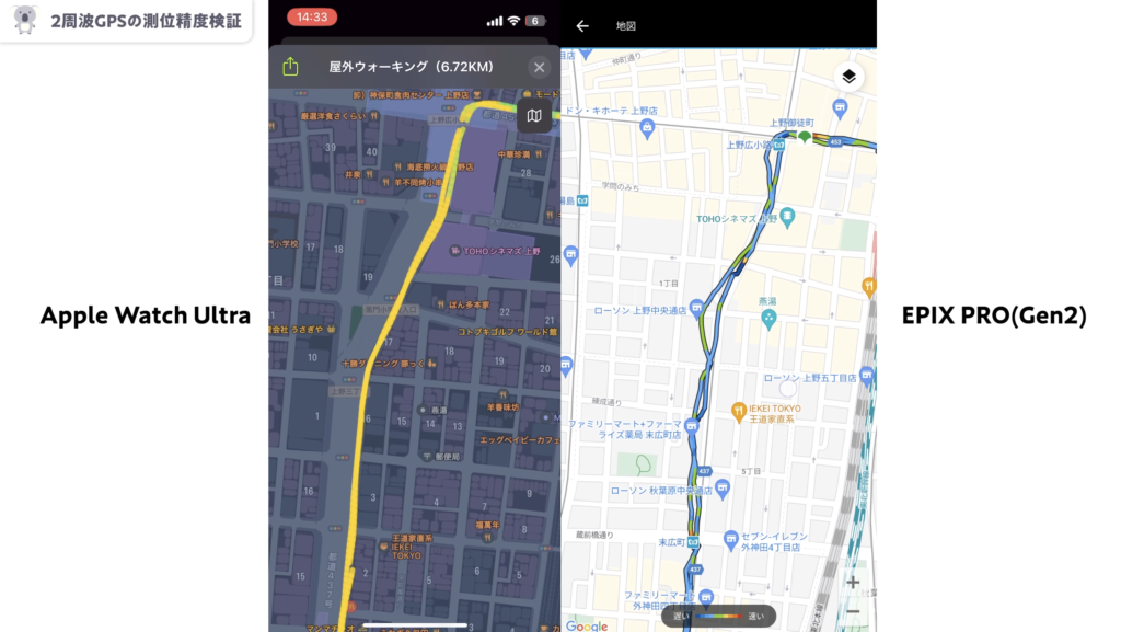 GARMIN ｢EPIX PRO」｢FÉNIX 7X PRO」とApple WatchのGPS測位検証結果５つ目