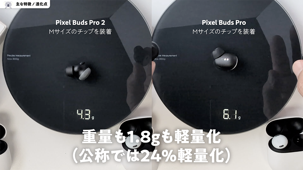  「Google Pixel Buds Pro 2」重量