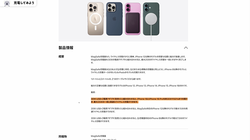 Apple純正30WACアダプター