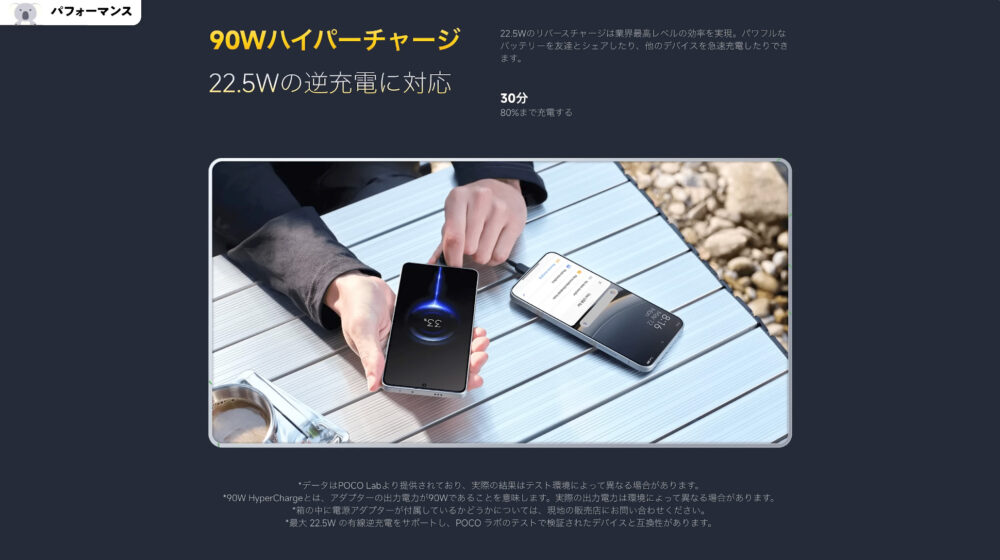 POCO F7のリバース充電