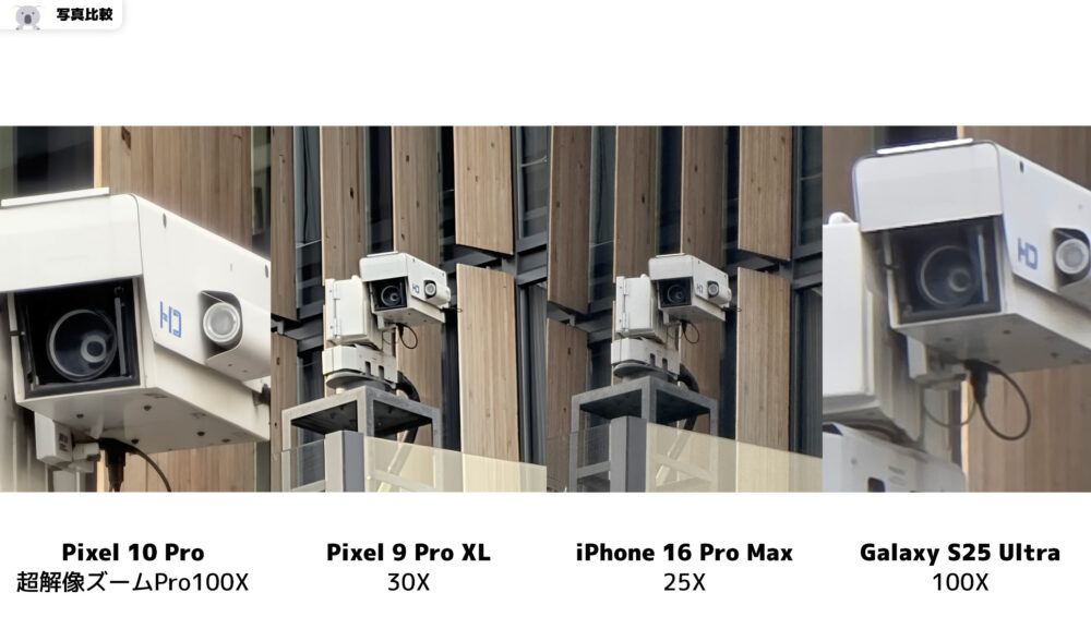Pixel10Proの写真比較_最大倍率_9ProXL_iPhone16ProMax_GalaxyS25Ultra
