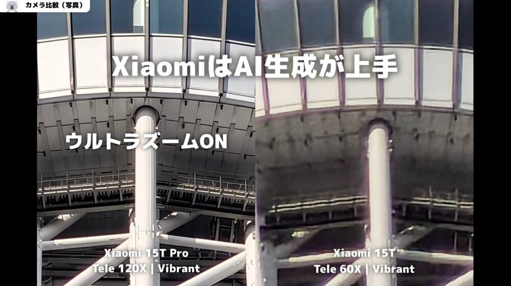 Xiaomi15TProウルトラズームONとOFF