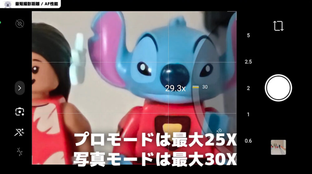 poco f8 proの望遠カメラ最短距離プロモード