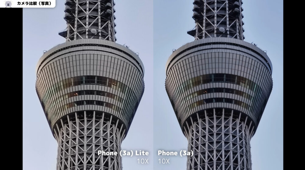 Nothing Phone (3a) LiteとPhone (3a)のカメラ比較